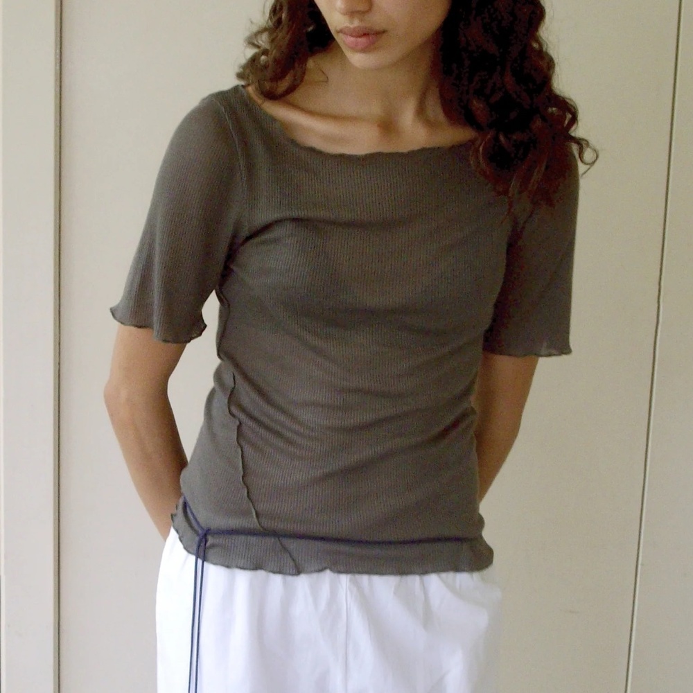 DEIJI STUDIOS The Square Knit Tee In Stone NWT with Flaws XS Read - Picture 3 of 16